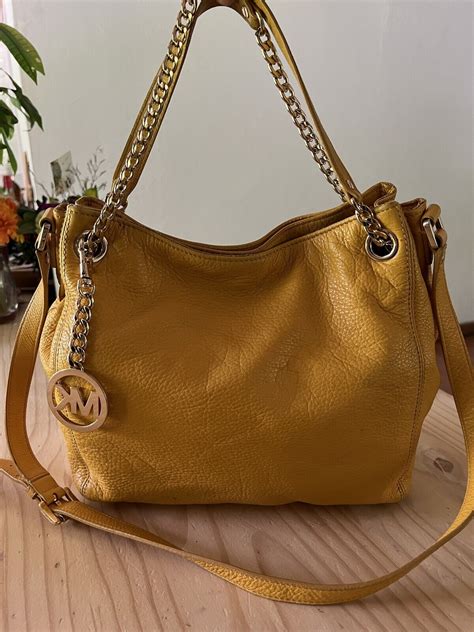 michael kors yellow leather beaded bag